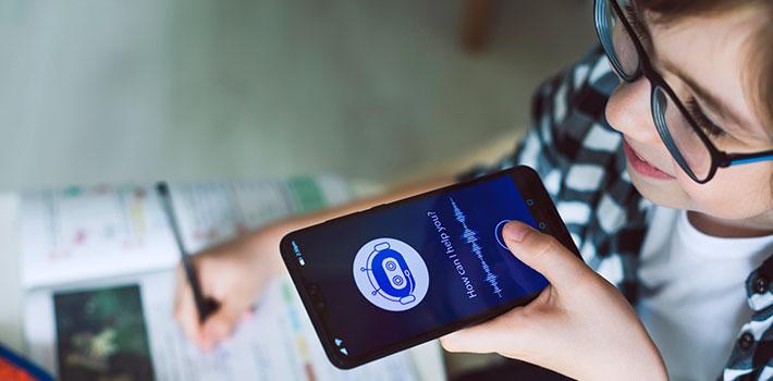 A student uses a chatbot on his phone.